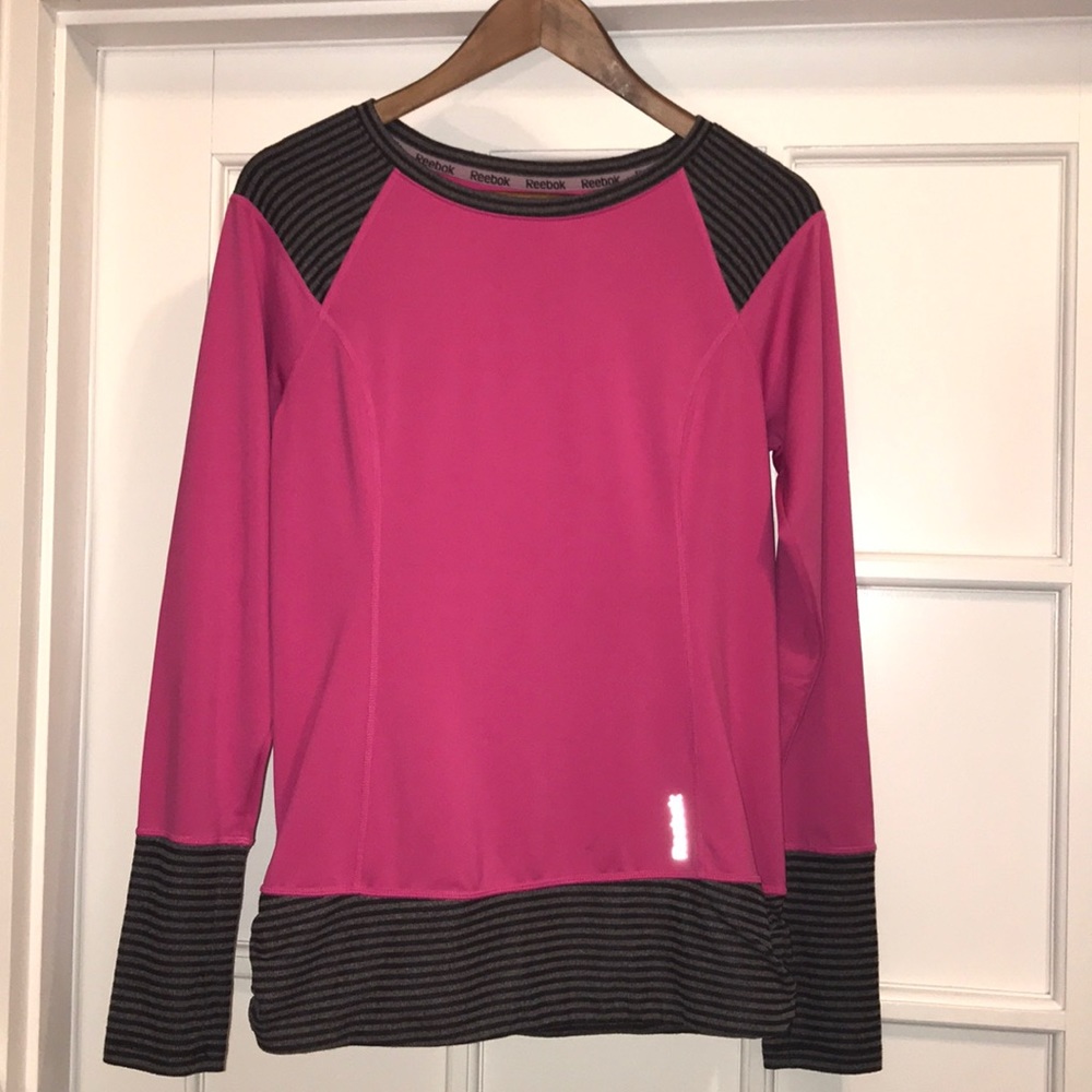 Reebok long sleeve pink athletic workout top A7